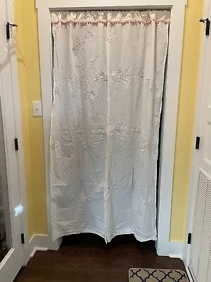 Simply Shabby Chic White Curtain Panel With Butterflies And Flowers 78x53W • $29.99