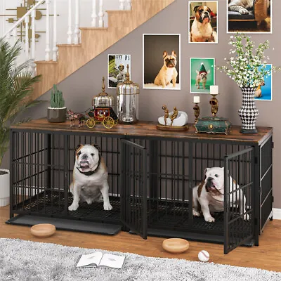 Heavy Duty Indestructible Dog Crate Chew-Proof Kennel Extra Large Cage Furniture • $199.92
