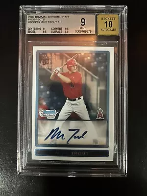 2009 Bowman Chrome Mike Trout Angels RC Rookie Signed BGS 9 W/ 10 ON CARD AUTO • $5999.99