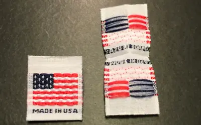 100Pcs MADE IN USA FLAG White Centerfold Label Double Sided Clothing Garment Tag • $7.99