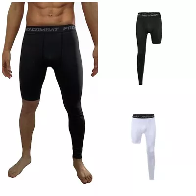 Men One Leg Compression Tights Long Pants Basketball Athletic Running Baselayer • $13.69