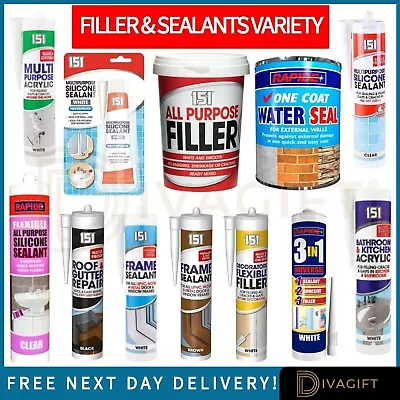 £5.35 • Buy Silicone Sealant Filler Acrylic Clear White Brown All Purpose Waterproof Seal