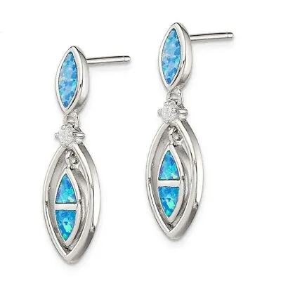 Fashion Silver 925 Life Blue Simulated Opal Pendant Earrings Jewelry Simulated • $3.99