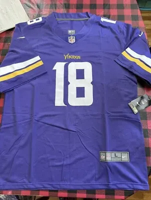 Minnesota Vikings Justin Jefferson #18 Stitched Football Jersey Men’s Size L NWT • $65