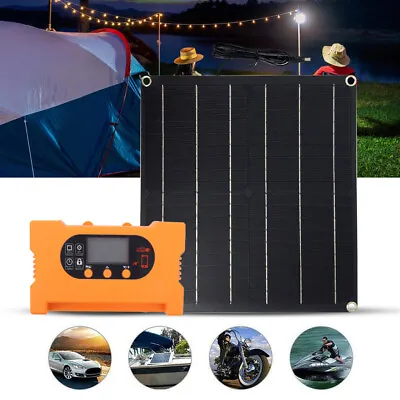 50W Monocrystalline Solar Panel Charging Controller Boat RV Car Travel Outdoor • $23.99