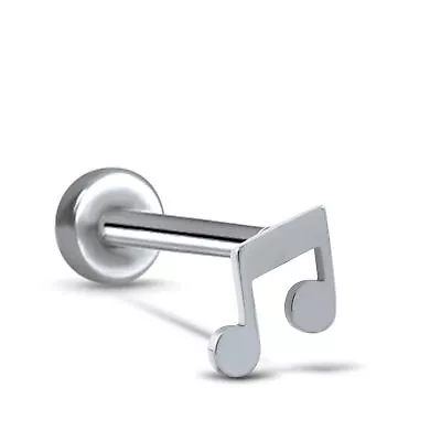 Titanium Labret Style Nose Ring Stud Threadless Push Pin Music Note 16G 18G 20G • $22.99