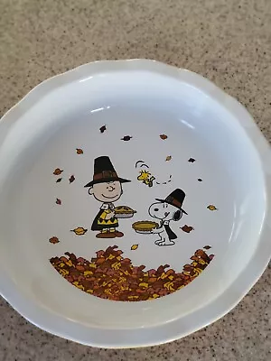 Peanuts Thanksgiving Ceramic 10.5” Pie Plate Charlie Brown Snoopy Woodstock New! • $30