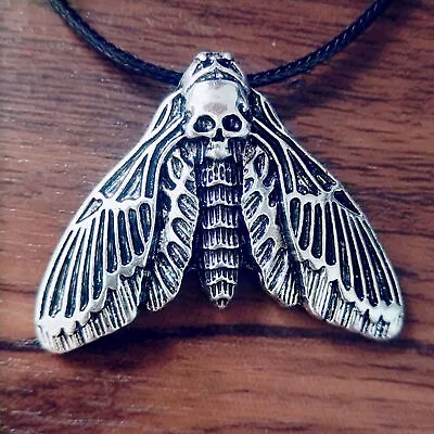 Moth Skull Pendant Necklace Devil Metal Jewelry Goth Punk Deaths Head Hawkmoth • $9.98