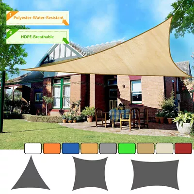 Outdoor Garden Sun Shade Sail Canopy Polyester HDPE Sunscreen Awning UV Block • £12.99