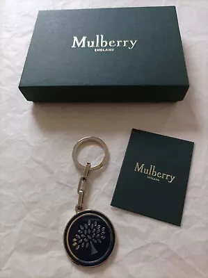 Mulberry Keyring Round Mulberry Tree Logo Navy Blue And Silver Gift Box BNIB NEW • £95