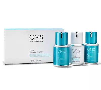 QMS Medicosmetics COLLAGEN SYSTEM 3 Step Routine Set  3x30ml  BRAND NEW BOX • £79.99