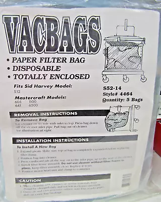 🔥new Pk Of 5 Vacbags Vac Bags 4465 S52-14 For Sid Harvey & Mastercraft Pk Of 5 • $15.29