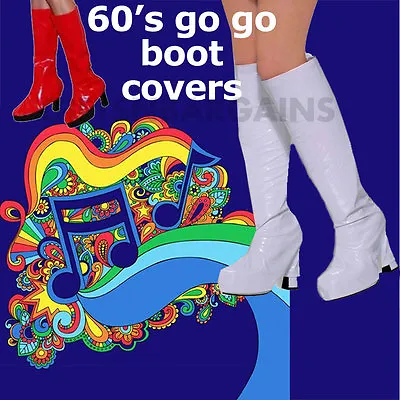 £22.23 • Buy Ladies Go Go White Shoe Covers Girl Boot Tops 1960s Hippie Costume 1980s Disco