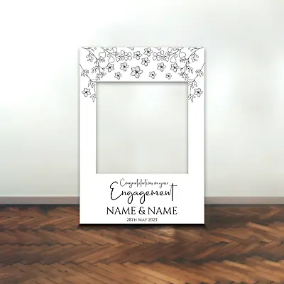 Personalised Engagement Selfie Frame Floral Couple Name Photo Props Party Decor • £22.99