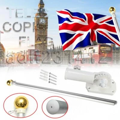 £7.99 • Buy 5FT Wall Mounted Telescopic Aluminum Flag Pole Flagpole Mount Holder Bracket UK