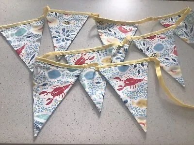 Laura Ashley Rockpool Bunting 2:75 Metres 8 Flags Double Sided Fish Crabs Beach • £25