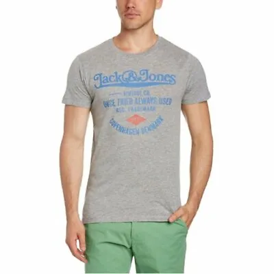 Jack & Jones Mens Slim Fit Grey Vintage T-Shirt  Soft Cotton • $10.57