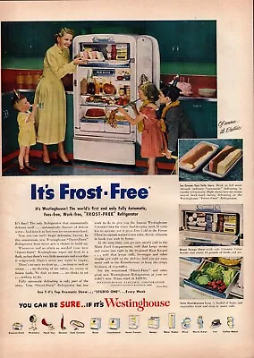 Westinghouse Refrigerator Frost Free Children Party 1950 Vintage Print Ad-C-4.1 • $9.44