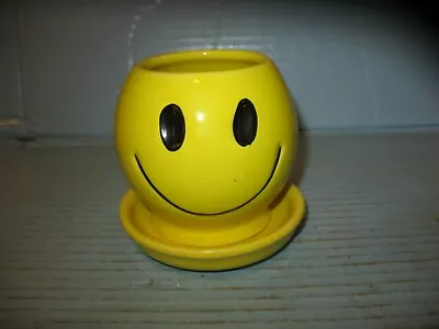 Vintage McCoy YELLOW Smiley Happy FACE Planter Vase  No 0386 • $32