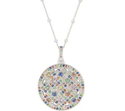 QVC  2.50 Cttw Multi Sapphire Enhancer With 36  Chain Sterling Silver $759 • $455.39