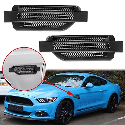 2x Black ABS Racing Shark Side Fender Hood Air Flow Vent Decor For Ford Mustang • $12.94