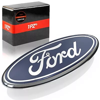 For Ford F150 F250 F350 9'' BLUE & CHROME Front Grille & Tailgate Oval Emblem • $15.95