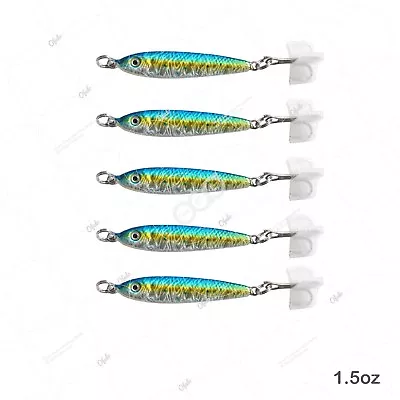 5pcs 1.5oz Fishing Mega Live Baits Metal Lures Luna Jig Holographic Sardine NEW • $23.94