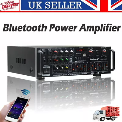 2CH Bluetooth HiFi Power Amplifier USB SD Stereo For Karaoke Theater Car Home UK • £39.80