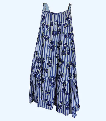 New EX M&S  BEACH HOLIDAY BLUE WHITE  YELLOW FLORAL SUN DRESS 8 -24 • £5.99