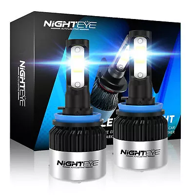 NIGHTEYE H11 H9 LED Headlight Light Kit Globe Bulbs Beam White Replace 6500K 72W • $32.99