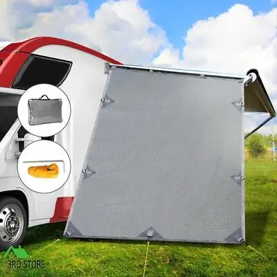 Caravan Privacy Screens Roll Out Awning 1.95 X 2.2M Sun Shade End Wall Side Grey • $58.94