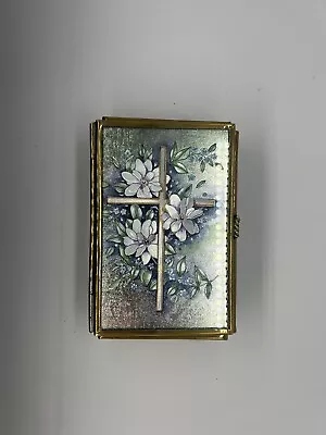 VTG 1995 Stained Glass Enesco Trinket Box Cross Flowers. Via Vermont. • $28