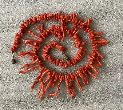 Vintage Estate Find Natural Red Mediterranean Branch Coral 22”  Necklace.64.9Grm • $69.99