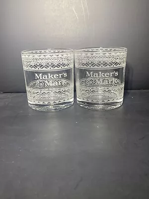 Maker's Mark Etched Holiday Sweater Bourbon Whiskey Bar Glasses Set Of 2 • $11.99