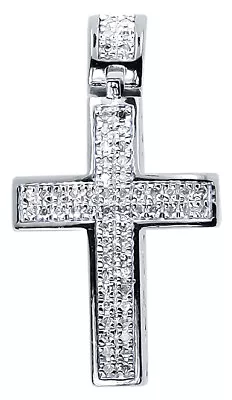 .925 Silver White Finish Mens Real Diamond 1.3  Christ Cross Pendant .75 Ct • $179.99