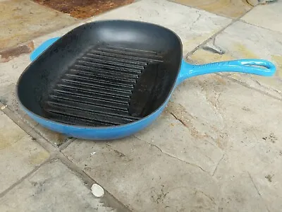 Le Creuset Cast Iron Oval/oblong Skillet /grill/griddle Pan Light Blue. Free P&P • £55