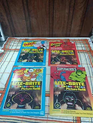 Vintage Lite-Brite Refills  Lot 4 Scooby Doo Popeye Superheroes Shirt Tales • $22