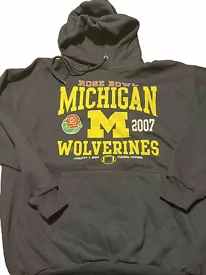 Michigan Wolverines Sweatshirt Hoodie 2007 Rose Bowl EUC  Hanes L No Fading • $32