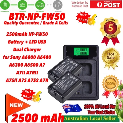 $30.98 • Buy NP-FW50 Battery +Dual Charger For Sony Alpha A3000 A3500 A6000 A6300 A6400 A6500
