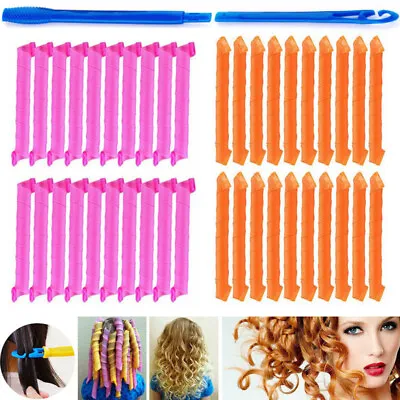 20Pcs Magic Hair Curlers Heatless Long Hair Curling Spirals No Heat Curl DIY Set • £8.99