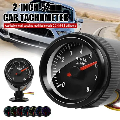 2 Inch 52mm Electrical Tachometer Gauge For 0-8(x1000) RPM 7 Color LED Display • $14.90