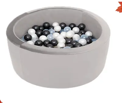 Velvet Grey Ball Pool Ball Pit Kids Baby Soft Play Foam +150 Sensory Toy Game • £39