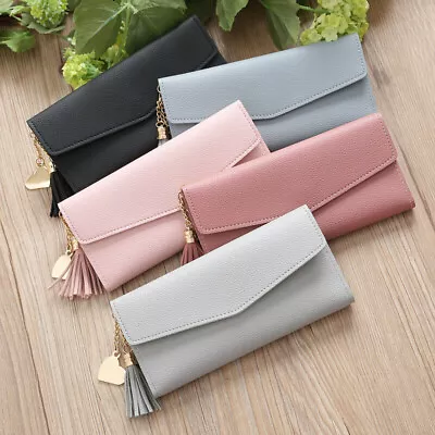 Womens Tassel Wallet Phone Clutch Bag Purses Money Coin Pocket Card Holder Gift • $8.39