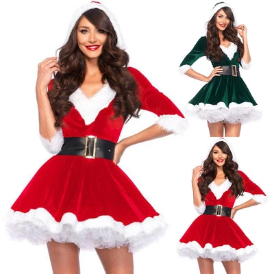 £17.99 • Buy Women Christmas Fancy Dress Party Costume Outfit With Hat Santa Claus Xmas Dress