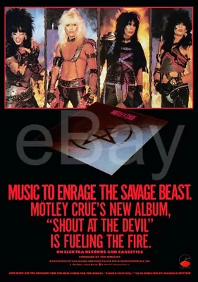 MOTLEY CRUE Band Custom 24 X 34 Shout At The Devil Album Promo Poster • $45