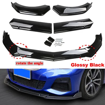 $58.99 • Buy Universal Gloss Black Car Front Bumper Chin Protector Lip Body Spoiler Splitter