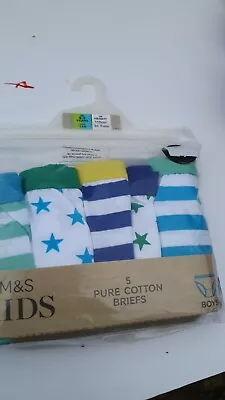 Marks And Spencer Boys Pack Of 5 Cotton Briefs 4-5 Years • £12.99