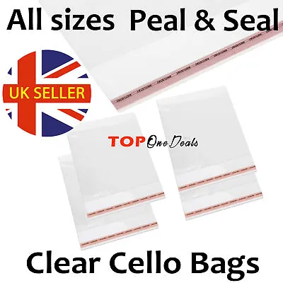Strong Clear Cellophane Bags Display Garment Self Adhesive Peel Seal Plastic OPP • $117.14