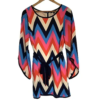 C. Luce Dress Womens Small S Chevron Off The Shoulders Crewneck With Belt • $5.95