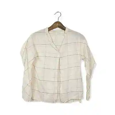 Zara Girls Top Cream Long Sleeve Ruffle Trim Button Down Shirt Size 13/14 • $19.99